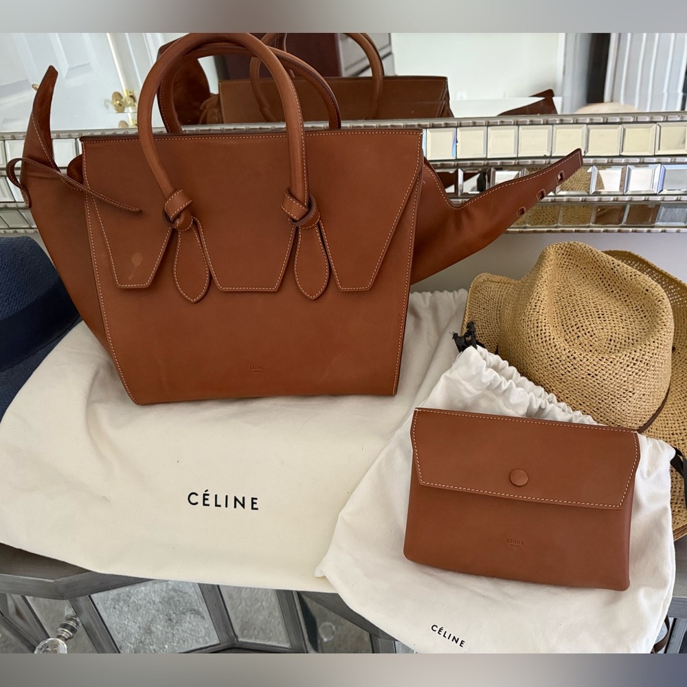Céline Tan Leather Tie Knot Tote